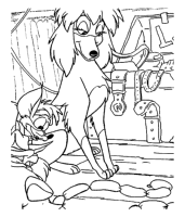 A coloring page of oliver and company